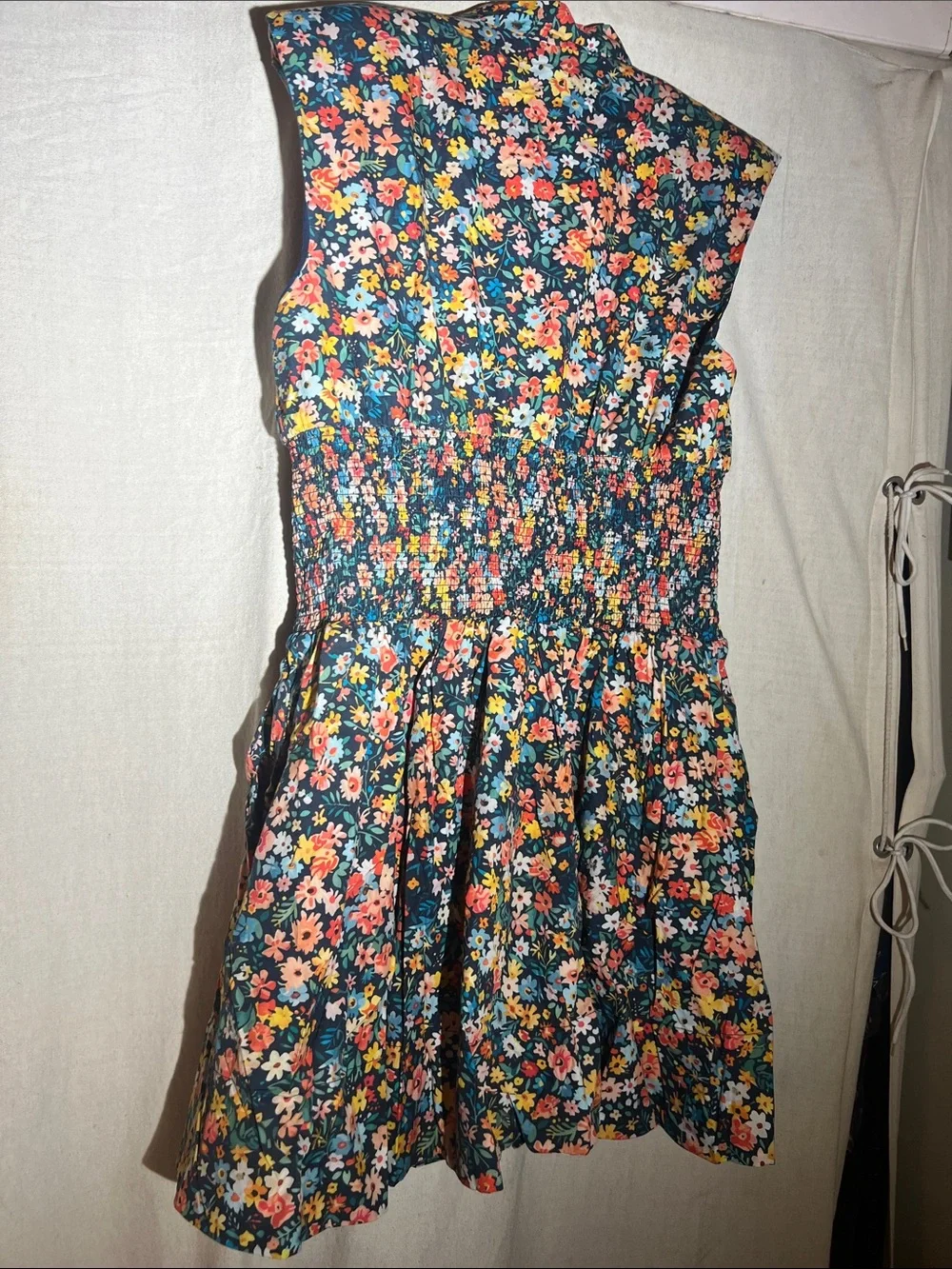 Anthropologie Navy Floral Midi Dress with Multicolor Blossoms NWOT L - Picture 3 of 13